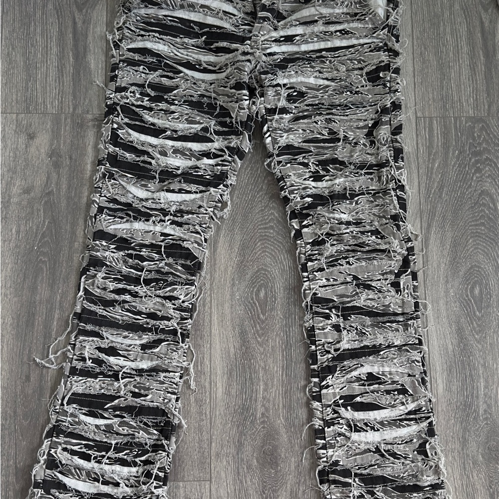 BoohooMAN stacked camo cargo pants